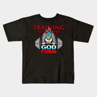 Anime Manga Inspired Gym Training Workout Lifting God Mode Meme Kids T-Shirt